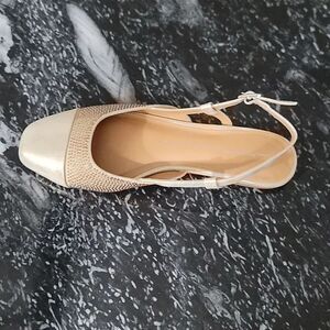 BRAND NEW REPORT MIKKI Elegant CREAM and GOLD  WOMENS SLINGBACK FLAT SHO…
